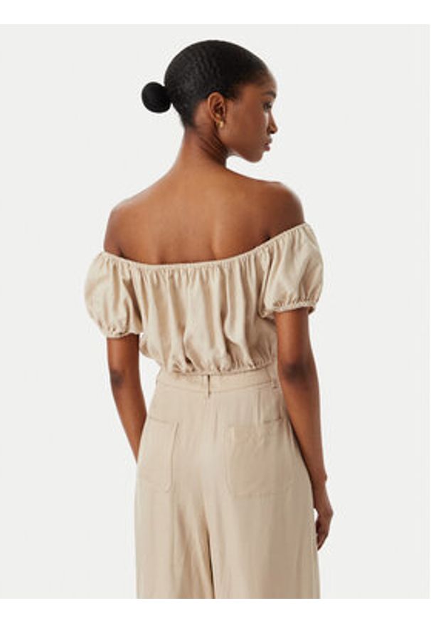 Guess Bluzka W6GHA1 W2447 Beżowy Regular Fit. Kolor: beżowy. Materiał: len