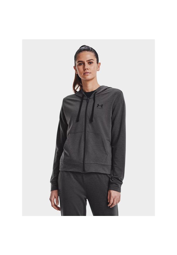 Bluza sportowa damska Under Armour Rival Terry Full Zip Hoodie. Typ kołnierza: kaptur. Kolor: szary. Sport: fitness