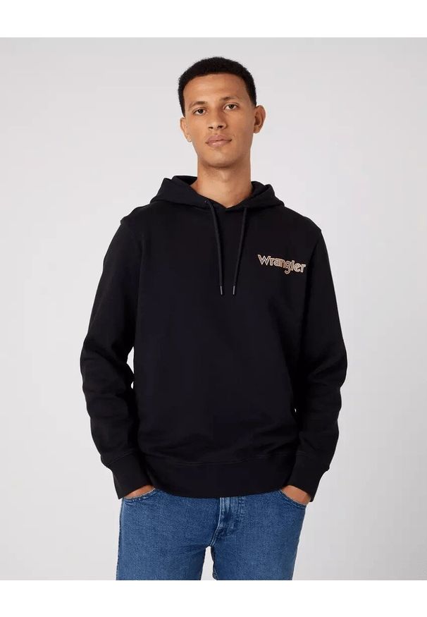 Wrangler - WRANGLER GRAPHIC HOODIE MĘSKA BLUZA LOGO NADRUK W674I4100 112331943. Wzór: nadruk