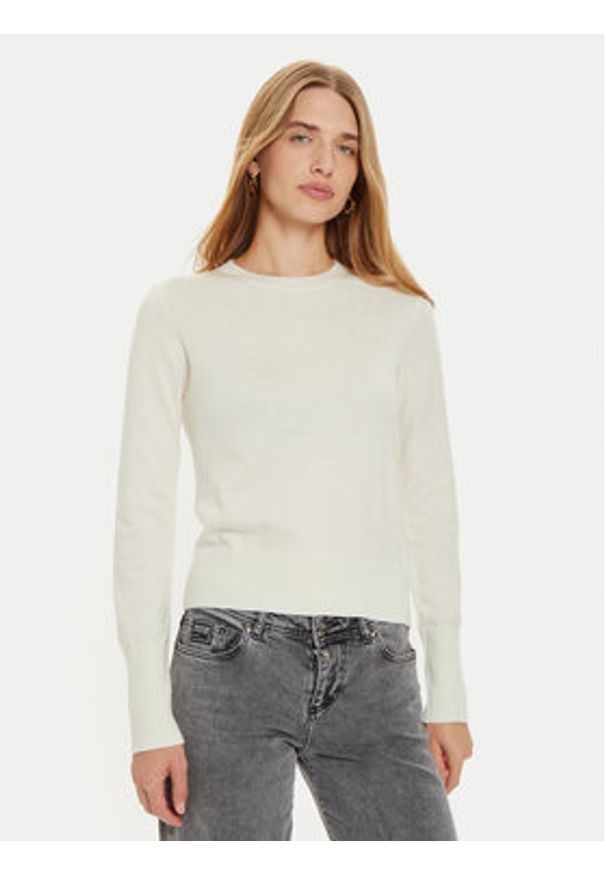 Guess Jeans Sweter W4BR83 Z3HO2 Écru Regular Fit. Materiał: syntetyk