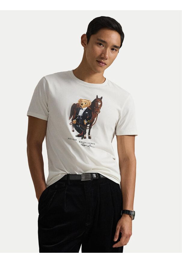 Polo Ralph Lauren T-Shirt 710P08093003 Biały Custom Slim Fit. Typ kołnierza: polo. Kolor: biały. Materiał: bawełna