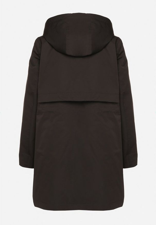 Born2be - Czarna Kurtka w Stylu Parki z Odpinanym Kapturem i Ozdobną Podszewką Ismerife. Okazja: na spacer, na co dzień. Kolor: czarny. Styl: casual