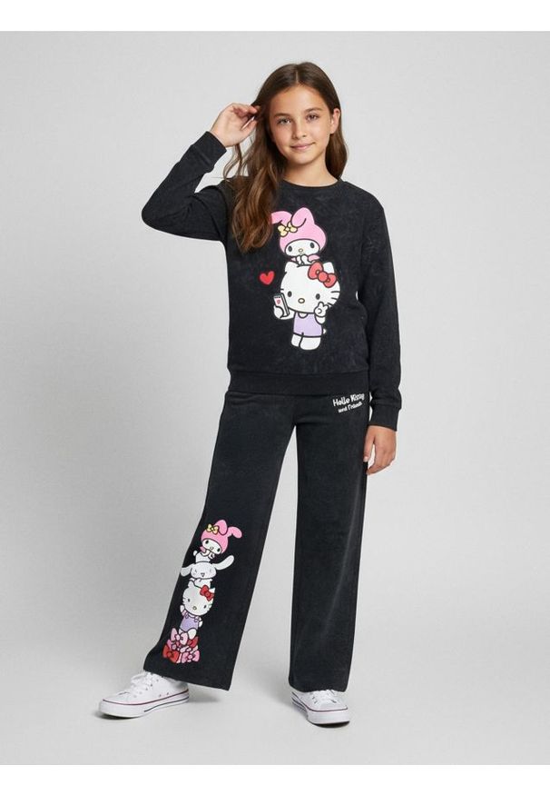 Sinsay - Koszulka z nadrukiem Hello Kitty - czarny. Kolor: czarny. Wzór: nadruk, motyw z bajki