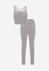 Renee - Szary Komplet Sportowy Legginsy High Waist i Top z Uszywnieniem Ulrike. Kolor: szary #3