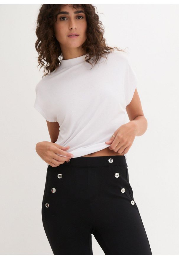 bonprix - Legginsy z wygodnego materiału punto di roma. Kolor: czarny. Materiał: materiał