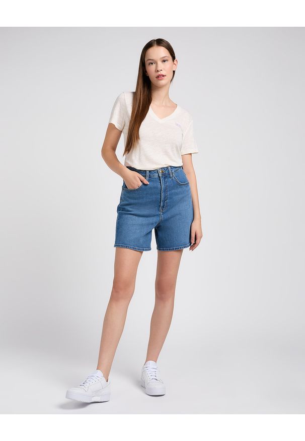 Lee - DAMSKIE SZORTY JEANSOWE LEE STELLA SHORT OCEAN WIDE 112351162. Materiał: jeans