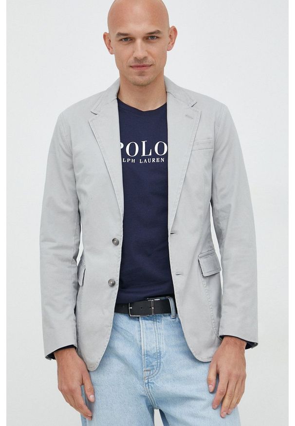 Polo Ralph Lauren marynarka męska kolor szary. Okazja: na co dzień. Typ kołnierza: polo. Kolor: szary. Styl: casual, klasyczny