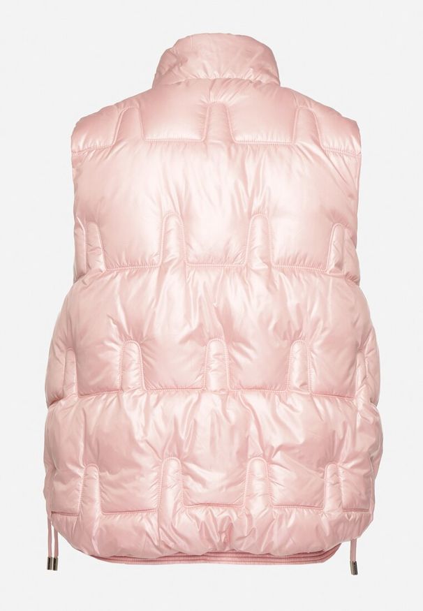 Born2be - Różowa Kamizelka Pikowana z Wysokim Kołnierzem i Kieszeniami Irinae. Okazja: na spotkanie biznesowe, na co dzień. Kolor: różowy. Materiał: jeans. Styl: biznesowy, casual