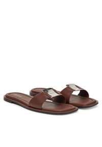 Calvin Klein Klapki Flat Slide W/Ck Hw Big - Lth HW0HW02482 Brązowy. Kolor: brązowy. Materiał: skóra #4