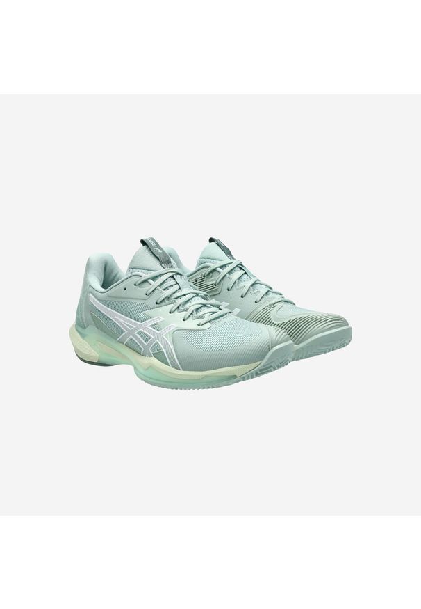 Asics - Buty tenisowe damskie ASICS Gel Solution Speed FF 3 na korty ziemne. Kolor: zielony, biały, wielokolorowy, żółty. Materiał: kauczuk. Sport: tenis