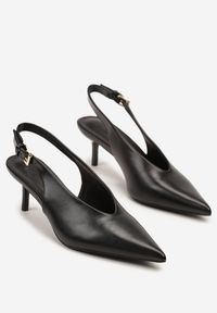 Renee - Czarne Czółenka Typu Slingback na Szpilce Latinea. Okazja: na co dzień. Zapięcie: pasek. Kolor: czarny. Materiał: jeans. Obcas: na szpilce. Styl: klasyczny, casual, elegancki #6