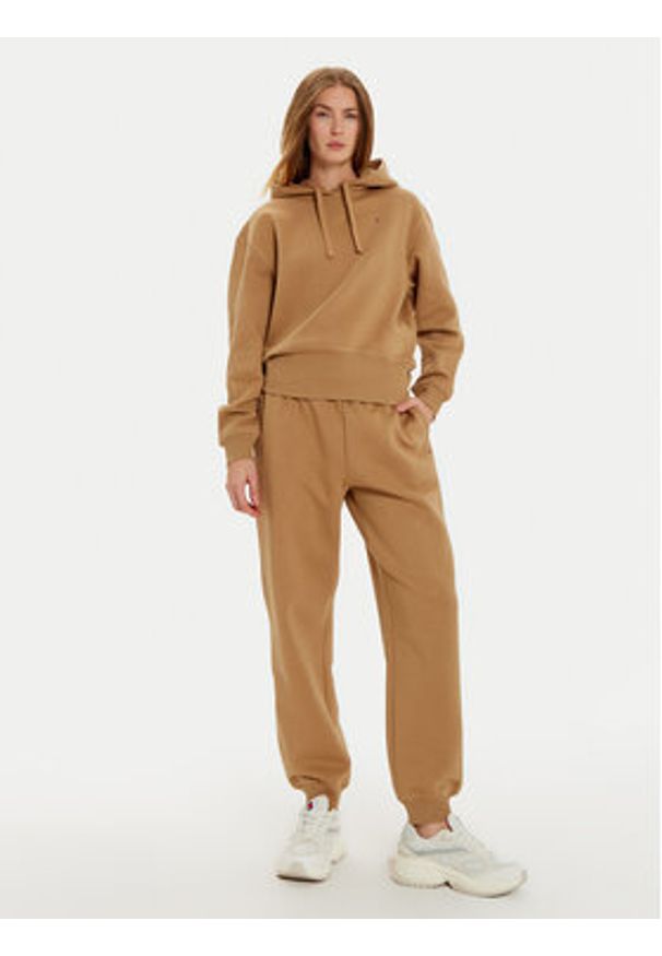 TOMMY HILFIGER - Tommy Hilfiger Spodnie dresowe Essential WW0WW45966 Beżowy Regular Fit. Kolor: beżowy. Materiał: bawełna