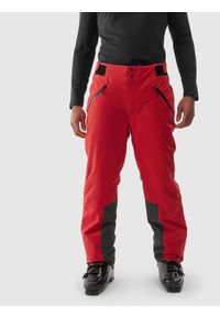 4f - Spodnie narciarskie membrana Dermizax 20000 męskie - czerwone. Kolor: czerwony. Materiał: materiał, poliester, dzianina. Technologia: Dermizax. Sezon: zima. Sport: narciarstwo