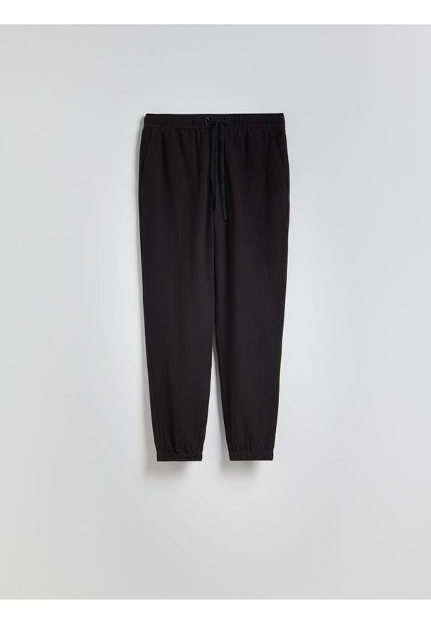 Reserved - Spodnie jogger z lnem - czarny. Kolor: czarny. Materiał: len