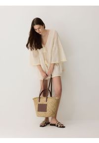 Reserved - Pleciona torebka shopper - kremowy. Kolor: kremowy #1