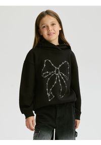 Reserved - Bluza z aplikacją - czarny. Typ kołnierza: kaptur. Kolor: czarny. Materiał: dzianina, bawełna. Wzór: aplikacja #1