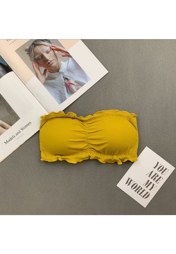 Intica - Biustonosz bez ramiączek uniwersalny dopasowanie i wsparcie Maybelle. Kolor: żółty. Materiał: materiał