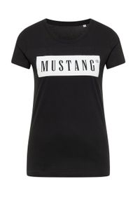 Mustang - MUSTANG ALINA C LOGO TEE DAMSKI T-SHIRT KOSZULKA LOGO BLACK 1013220 4142