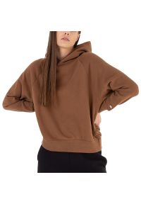 Bluza Champion Eco-Friendly Organic Cotton Hoodie 116215-MS519 - brązowa. Okazja: na co dzień, na spacer. Typ kołnierza: kaptur. Kolor: brązowy. Materiał: bawełna, materiał, poliester. Wzór: aplikacja. Styl: klasyczny, casual. Sport: turystyka piesza #1