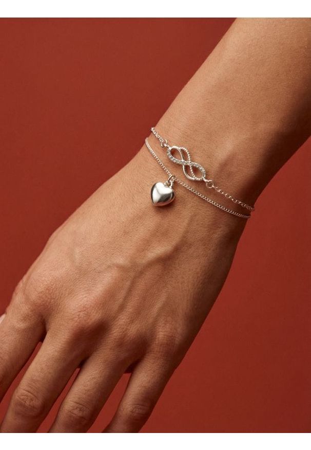 Sinsay - Bransoletka z błyszczącym wykończeniem 2 pack - srebrny. Materiał: srebrne. Kolor: srebrny