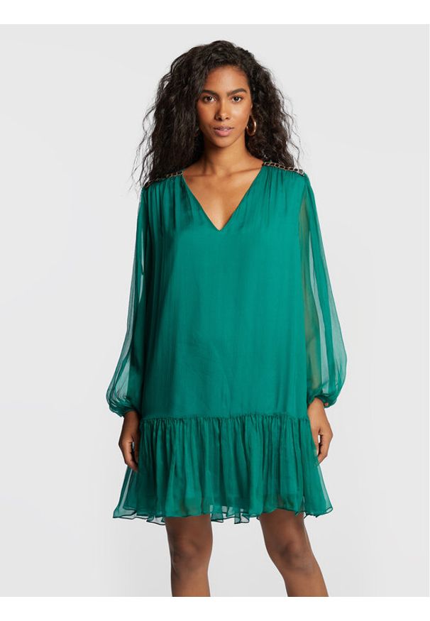 Nissa Sukienka koktajlowa RS13461 Zielony Regular Fit. Kolor: zielony. Materiał: jedwab. Styl: wizytowy