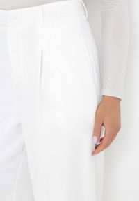 Born2be - Białe Szerokie Spodnie z Wysokim Stanem Lacis. Stan: podwyższony. Kolor: biały #5