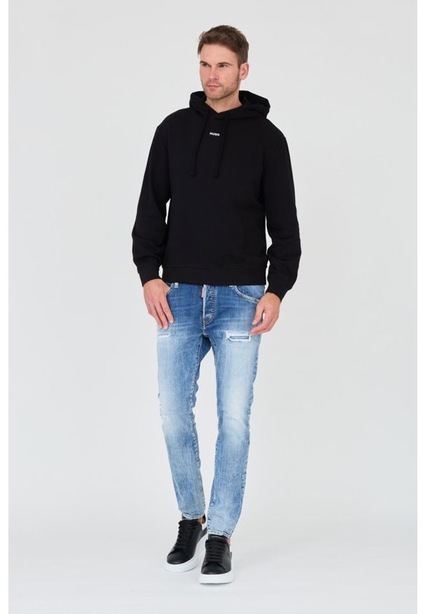 Hugo - HUGO Czarna bluza Sweatshirt with hood. Typ kołnierza: kaptur. Kolor: czarny