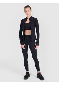 4f - Bluza treningowa slim szybkoschnąca damska - czarna. Kolor: czarny