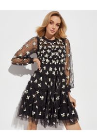 NEEDLE & THREAD - Sukienka mini Serafina. Kolor: czarny. Materiał: tiul. Wzór: aplikacja. Długość: mini #1