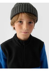 4f - 4F Polar ze stójką regular chłopięcy - granatowy 146 (10-11 lat). Typ kołnierza: kołnierzyk stójkowy. Kolor: niebieski. Materiał: polar. Wzór: gładki. Sezon: lato. Sport: turystyka piesza, wspinaczka, snowboard, narciarstwo #1