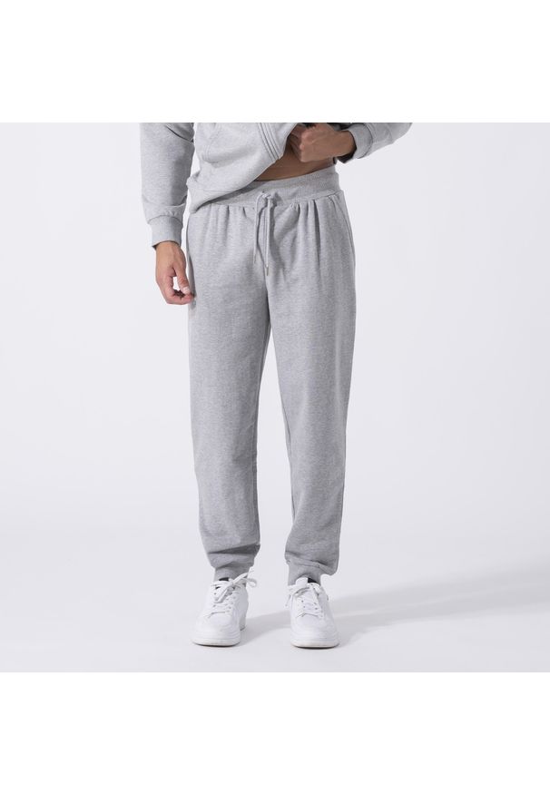 EVERLAST - Ikoniczne Spodnie Z Mankiecikiem Siwy Melanz Bawelna, Poliester. Kolor: szary. Materiał: poliester