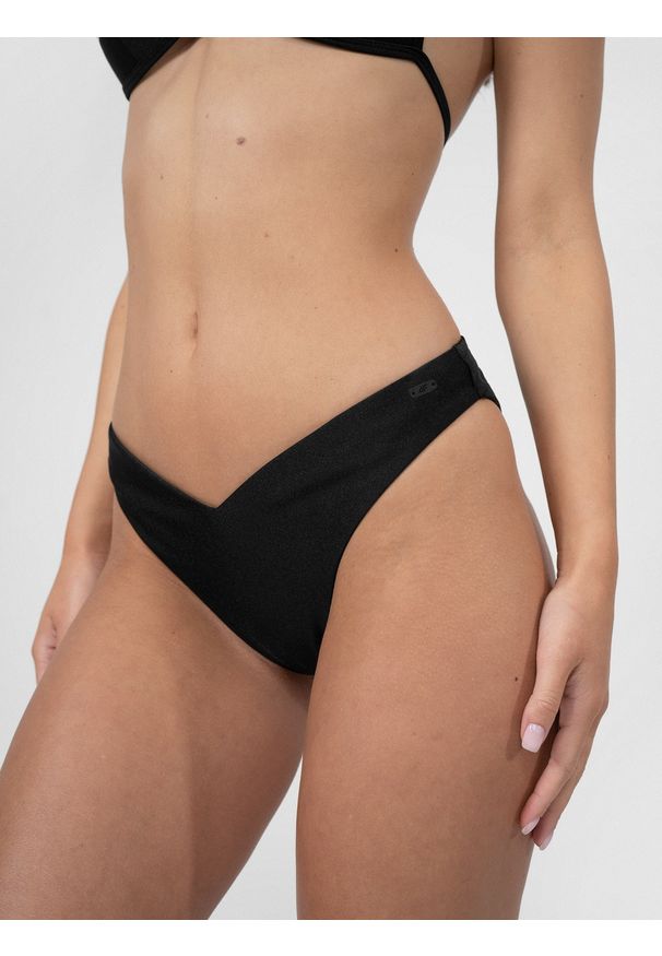 4f - 4F Dół od bikini damski XL. Kolor: czarny. Materiał: dzianina, włókno, materiał. Wzór: gładki