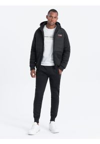 Ombre Clothing - Kurtka męska z łączonych tkanin - czarna V1. Kolor: czarny. Materiał: tkanina. Styl: sportowy
