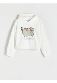 Reserved - Bluza Pusheen z aplikacją - złamana biel. Materiał: bawełna. Długość: krótkie. Wzór: aplikacja #1