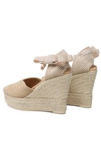 Manebi Espadryle Heart-Shaped Wedge Espadrilles M 1.1 WH Beżowy. Kolor: beżowy. Materiał: skóra, zamsz