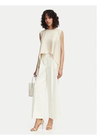Marella Spodnie palazzo Aceri 2615131071 Écru Wide Leg. Kolor: kremowy. Materiał: bawełna #5