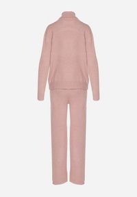 Born2be - Różowy Dzianinowy Komplet z Wełną i Bawełną Spodnie i Sweter z Golfem Errele. Kolor: różowy. Materiał: dzianina, bawełna, wełna #6
