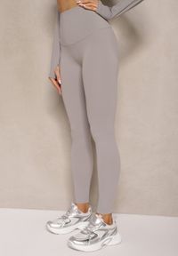 Renee - Jasnoszare Basicowe Legginsy High Waist Tofelia. Okazja: na co dzień. Stan: podwyższony. Kolor: szary. Styl: klasyczny, casual #5