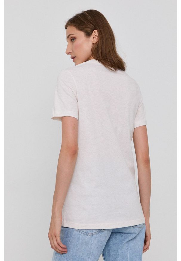 Diesel T-shirt bawełniany kolor kremowy. Okazja: na co dzień. Kolor: beżowy. Materiał: bawełna. Wzór: nadruk. Styl: casual