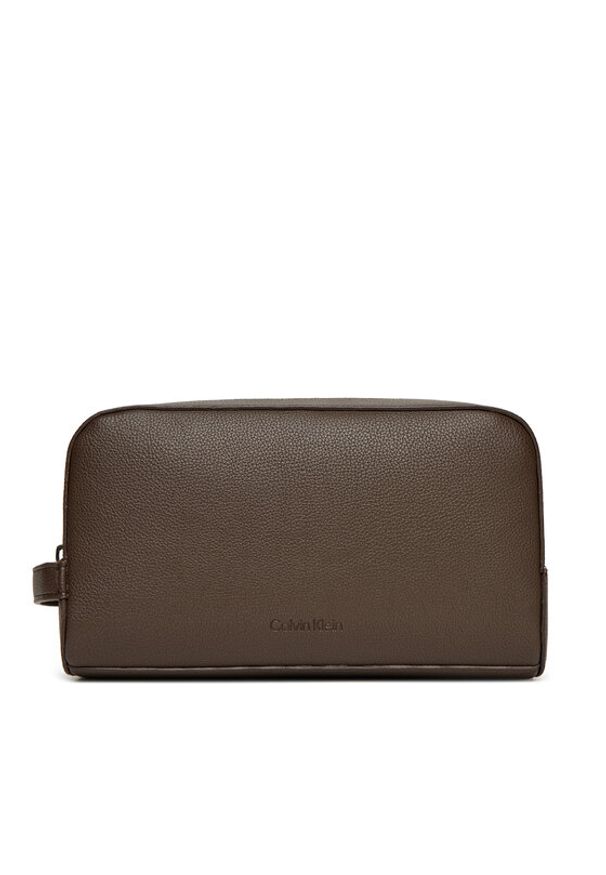 Calvin Klein Kosmetyczka Micropebble Washbag/Dopp Kit LV04D1036G Brązowy. Kolor: brązowy. Materiał: skóra