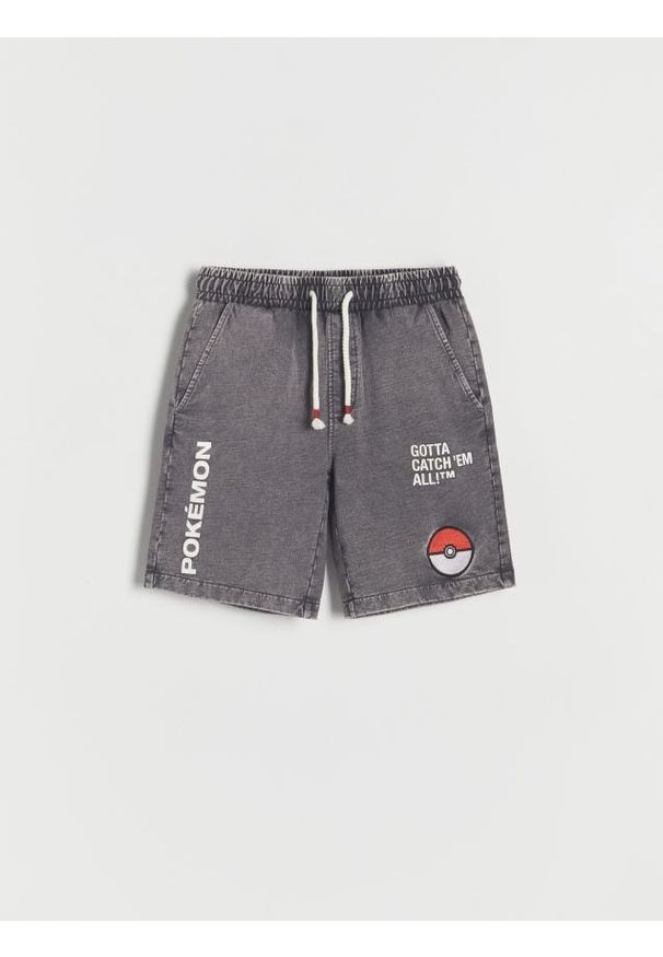 Reserved - Szorty Pokémon - ciemnoszary. Kolor: szary. Materiał: dzianina, bawełna
