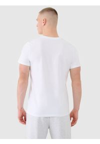 4f - 4F T-shirt regular gładki męski - biały L. Okazja: na co dzień. Kolor: biały. Materiał: bawełna, jersey, dzianina. Długość rękawa: krótki rękaw. Długość: krótkie. Wzór: gładki. Styl: klasyczny, sportowy, casual