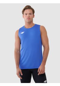 4f - 4F Tank top treningowy szybkoschnący męski - niebieski L. Kolor: niebieski. Materiał: materiał, syntetyk, dzianina, włókno, elastan. Wzór: ze splotem, jednolity, gładki. Sport: fitness #1