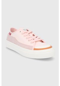 Levi's® - Levi's Tenisówki damskie kolor różowy. Okazja: na spotkanie biznesowe. Nosek buta: okrągły. Zapięcie: sznurówki. Kolor: różowy. Materiał: guma. Obcas: na platformie. Styl: biznesowy #5