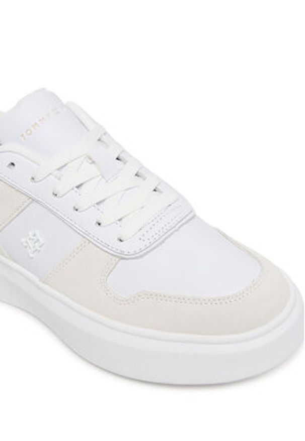 TOMMY HILFIGER - Tommy Hilfiger Sneakersy Fashion Court Mix FW0FW08632 Biały. Kolor: biały. Materiał: skóra