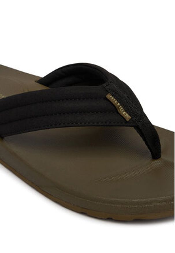 TOMMY HILFIGER - Tommy Hilfiger Japonki Molded Hilfiger Lth Beach Sandal FM0FM05802 Czarny. Kolor: czarny. Materiał: syntetyk