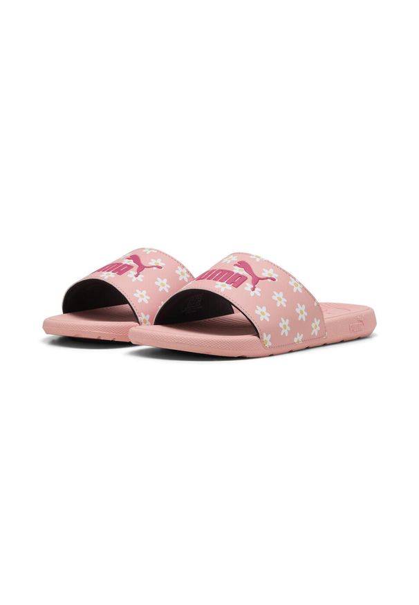 Puma - Młodzieżowe klapki Cool Cat 2.0 Daisies PUMA Pink Fruit White Almost Apricot. Kolor: pomarańczowy, biały, wielokolorowy, różowy. Wzór: nadruk. Styl: młodzieżowy