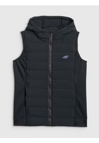 4f - 4F Bezrękawnik z wypełnieniem syntetycznym damski - czarny L. Kolor: czarny. Materiał: syntetyk. Długość rękawa: bez rękawów. Wzór: gładki #1