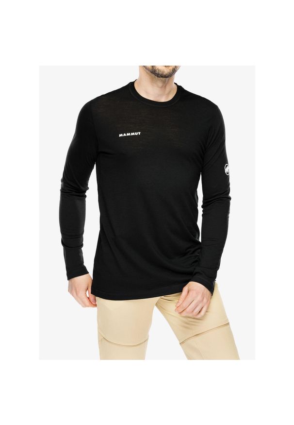 Bluza męska Mammut Tree Wool FL Longsleeve. Kolor: czarny. Długość rękawa: długi rękaw
