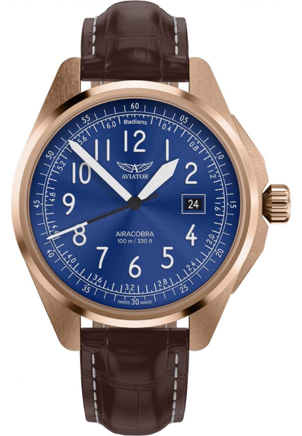 AVIATOR - Zegarek Aviator Zegarek męski Aviator V.1.38.2.325.4 brązowy. Kolor: brązowy
